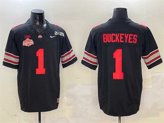 Mens Ohio State Buckeyes #1 Buckeyes Black 2025 CFP Final With National Champions Patch F.U.S.E. Vapor Limited Stitched Football Jersey->ohio state buckeyes->NCAA Jersey